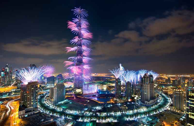 Dubai rcord Guiness con los mayores fuegos artificiales del mundo