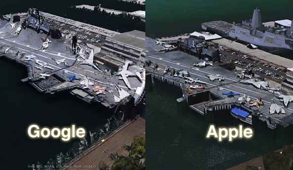 Comparativa Google Earth 3D  y Apple Maps iOS6