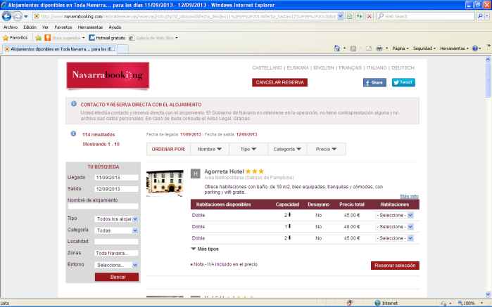 El portal online NavarraBooking factur en 2013 931.452 euros