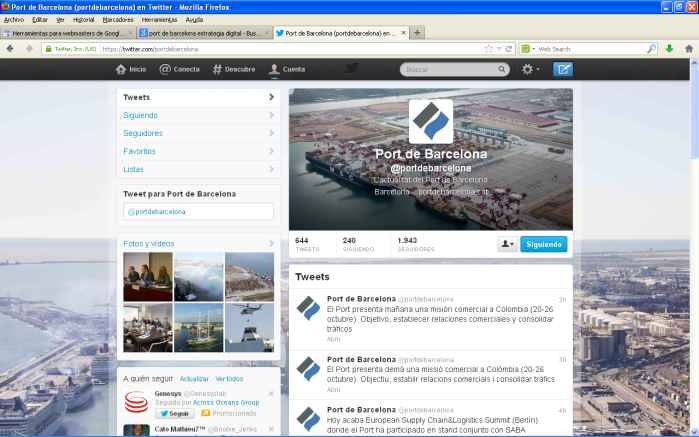 Port de Barcelona refuerza su perfil de Twitter y Facebook