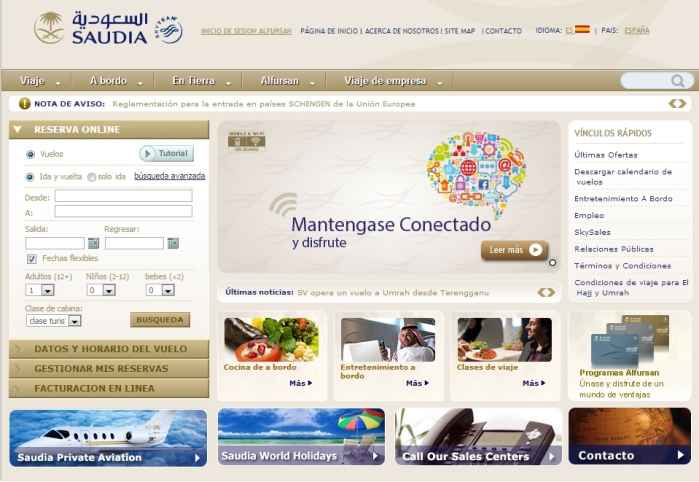 Saudia Airlines lanza la versin en castellano de su web