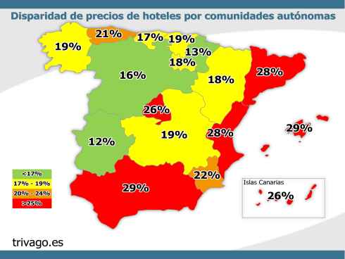 Trivago -Los precios de los hoteles españoles varían un 25% según la agencia que los oferte