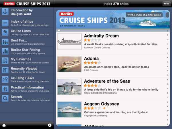 Gua completa Berlitz de Cruceros 2013 en iPad y iPhone